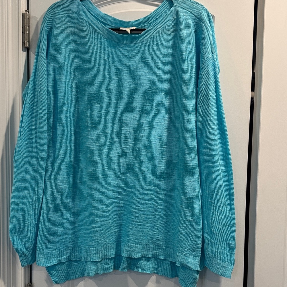 Eileen Fisher shirt/sweater. Beautiful turquoise. Womens XL. Good used cond. - Picture 2 of 8